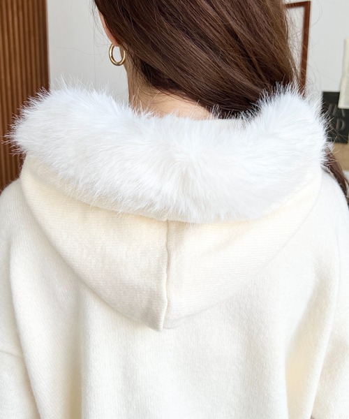 yori ヨリ ウール ニット パーカー フーディー 白 ホワイト ボリューム袖 yori ヨリ ウール ニット パーカー フーディー 白 ホワイト ボリューム袖