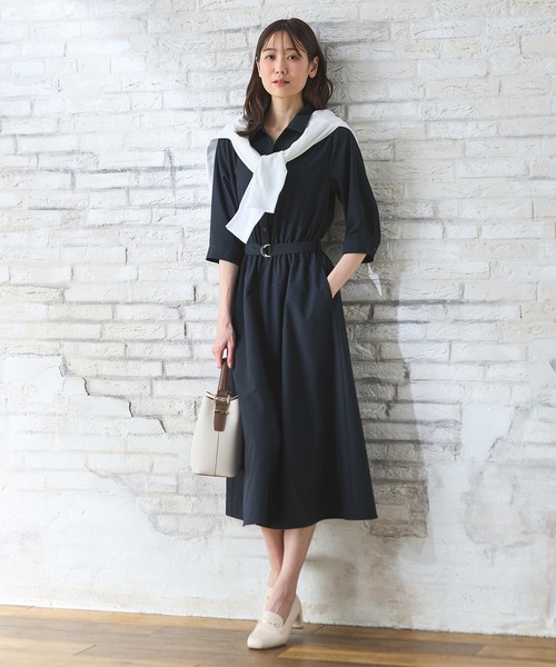 Honeys(ハニーズ)の「6分袖シャツワンピース(ワンピース・レディース・サックスブルー系/ホワイト×ネイビー/ネイビー/イエロー系その他・3L/L/LL/M/S)」の19枚目の写真