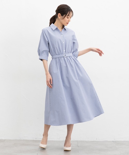 Honeys(ハニーズ)の「6分袖シャツワンピース(ワンピース・レディース・サックスブルー系/ホワイト×ネイビー/ネイビー/イエロー系その他・3L/L/LL/M/S)」の22枚目の写真