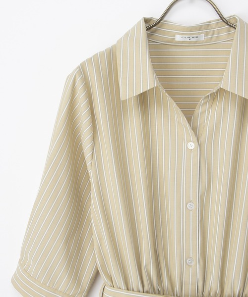 Honeys(ハニーズ)の「6分袖シャツワンピース(ワンピース・レディース・サックスブルー系/ホワイト×ネイビー/ネイビー/イエロー系その他・3L/L/LL/M/S)」の8枚目の写真