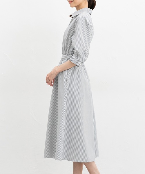 Honeys(ハニーズ)の「6分袖シャツワンピース(ワンピース・レディース・サックスブルー系/ホワイト×ネイビー/ネイビー/イエロー系その他・3L/L/LL/M/S)」の9枚目の写真