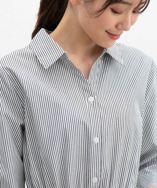 Honeys(ハニーズ)の「6分袖シャツワンピース(ワンピース・レディース・サックスブルー系/ホワイト×ネイビー/ネイビー/イエロー系その他・3L/L/LL/M/S)」の11枚目の写真