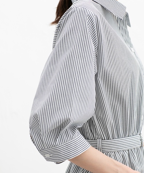 Honeys(ハニーズ)の「6分袖シャツワンピース(ワンピース・レディース・サックスブルー系/ホワイト×ネイビー/ネイビー/イエロー系その他・3L/L/LL/M/S)」の12枚目の写真