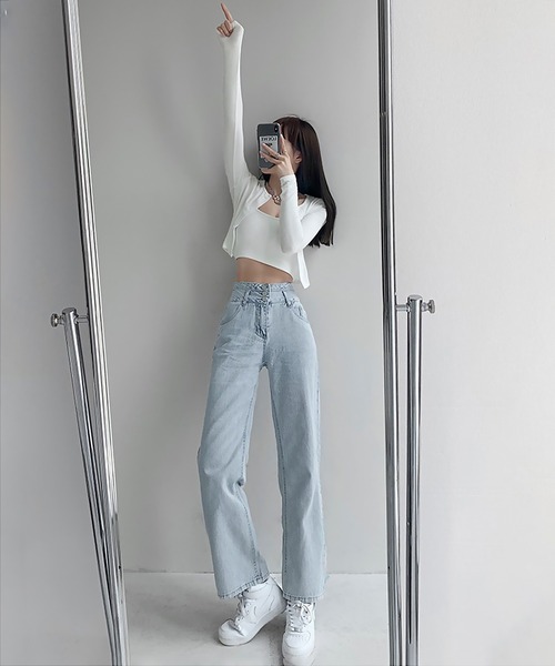 blackdia ocean（ブラックダイヤオーシャン）の「blackdia ocean ハイウエストデニムパンツ（デニムパンツ・レディース・ライトブルー/ダークブルー・SMALL/MEDIUM/LARGE/X-LARGE/XX-LARGE）」の9枚目の写真