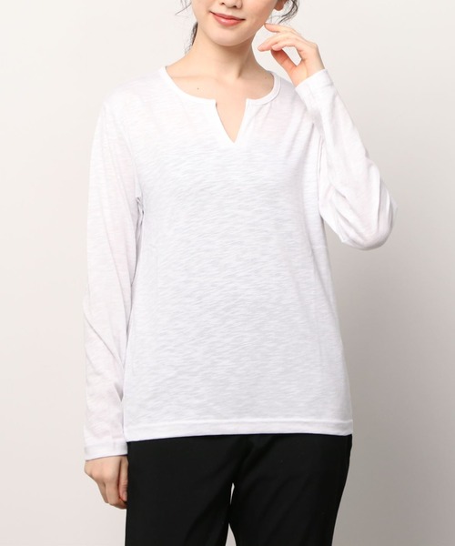 ARCHIVER(アーカイバ)の「【RS】【RDS】キーネックスラブ天竺カットソー(Tシャツ/カットソー・レディース・ブラック/ホワイト/ネイビー/ライトピンク/グレー/カーキ・LARGE/MEDIUM/X-LARGE)」の13枚目の写真