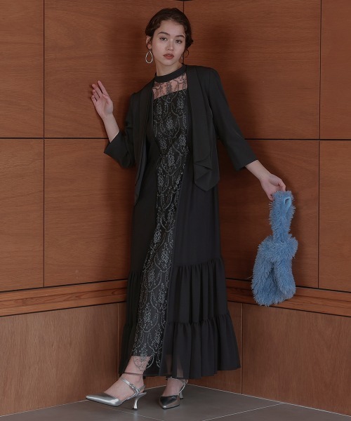 Callarus　刺繍入りブラックパーティードレス Callarus ドレス 「Callarus」「結婚式・お呼ばれ・パーティー
