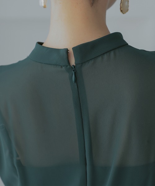 Callarus(カラルス)の「フロント刺繍切替デザインワンピースドレス〔Callarus〕(ドレス・レディース・グリーン系/ブラック・S/L/LL/M)」の12枚目の写真