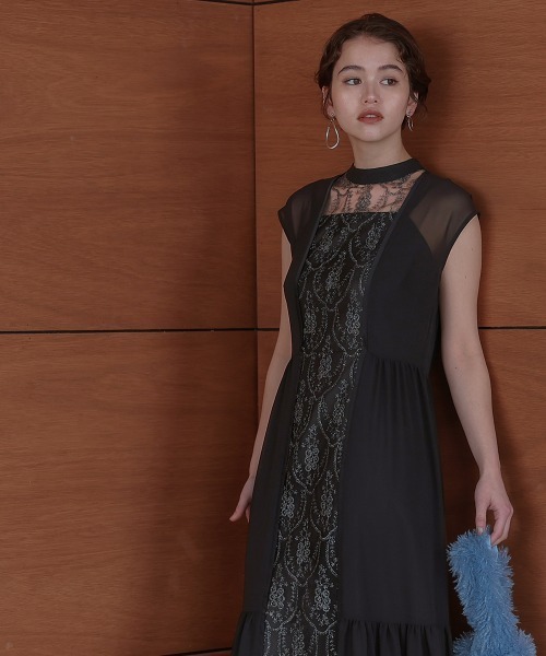Callarus(カラルス)の「フロント刺繍切替デザインワンピースドレス〔Callarus〕(ドレス・レディース・グリーン系/ブラック・S/L/LL/M)」の20枚目の写真