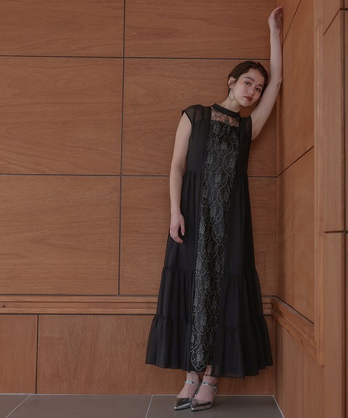 Callarus(カラルス)の「フロント刺繍切替デザインワンピースドレス〔Callarus〕(ドレス・レディース・グリーン系/ブラック・S/L/LL/M)」の22枚目の写真