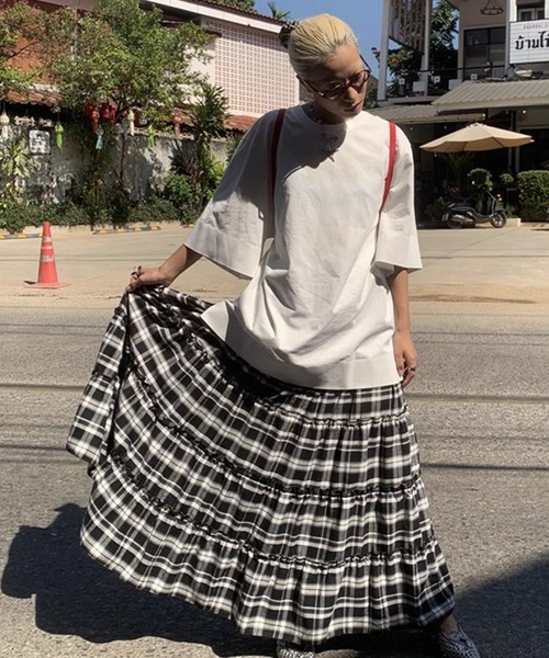 chuclla(チュクラ)の「【LONSLAN】ストラクチャード オーバーサイズTシャツ CHLONW25s015(Tシャツ/カットソー・レディース・ブラック/ホワイト・FREE)」の5枚目の写真
