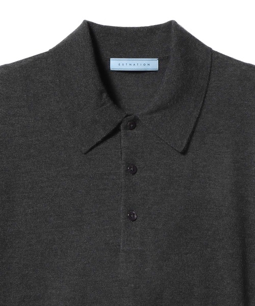 ESTNATION（エストネーション）の「ESTNATION / CARIAGGI カシミヤ ニットポロシャツ（ポロシャツ・メンズ・ブラック/チャコールグレー・LARGE/MEDIUM）」の8枚目の写真