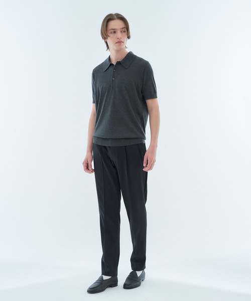 ESTNATION（エストネーション）の「ESTNATION / CARIAGGI カシミヤ ニットポロシャツ（ポロシャツ・メンズ・ブラック/チャコールグレー・LARGE/MEDIUM）」の5枚目の写真