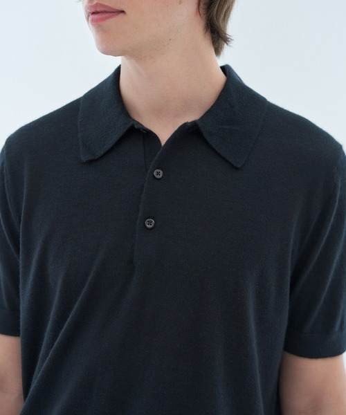 ESTNATION（エストネーション）の「ESTNATION / CARIAGGI カシミヤ ニットポロシャツ（ポロシャツ・メンズ・ブラック/チャコールグレー・LARGE/MEDIUM）」の11枚目の写真