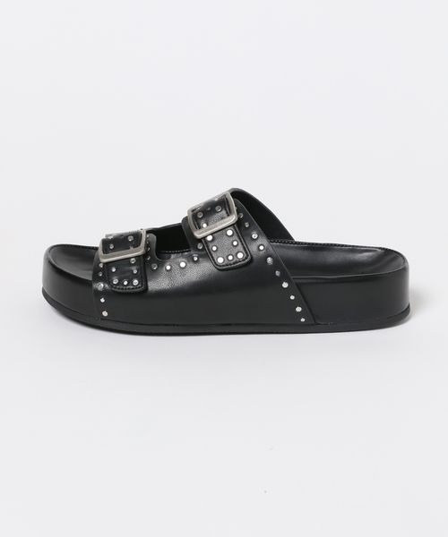 JEANASIS(ジーナシス)の「スタッズベルトフラットサンダル/323920(サンダル・レディース・ブラック/ベージュ・MEDIUM/LARGE)」の6枚目の写真