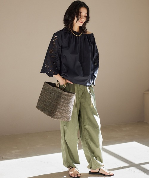 BARNYARDSTORM（バンヤードストーム）の「BARNYARDSTORM / コットンカーゴパンツ（カーゴパンツ・レディース・チャコールグレー/カーキ/キャメル/ベージュ・S/M）」の8枚目の写真