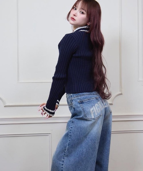 FickleBebe(フィクルベベ)の「bebeグリッターデニム(デニムパンツ・レディース・ブラック/ワンウォッシュ・1/0)」の3枚目の写真