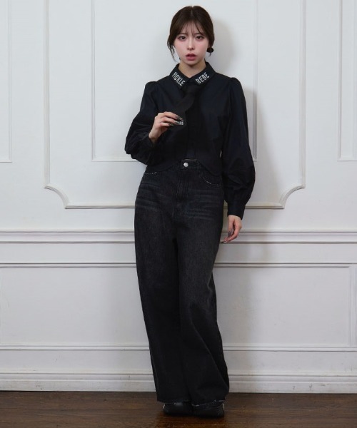 FickleBebe(フィクルベベ)の「bebeグリッターデニム(デニムパンツ・レディース・ブラック/ワンウォッシュ・1/0)」の16枚目の写真
