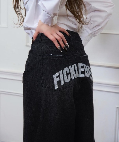 FickleBebe(フィクルベベ)の「bebeグリッターデニム(デニムパンツ・レディース・ブラック/ワンウォッシュ・1/0)」の7枚目の写真