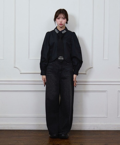 FickleBebe(フィクルベベ)の「bebeグリッターデニム(デニムパンツ・レディース・ブラック/ワンウォッシュ・1/0)」の8枚目の写真