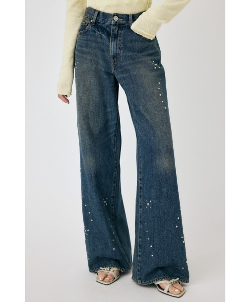 セール】【セットアップ対応】FLORAL STUDDED BAGGY（デニム