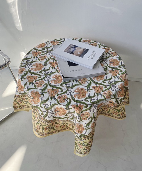 AS KNOW AS plus（アズノゥアズプラス）の「インド ブロックプリント大判スカーフ（ストール/ショール・レディース・ライトイエロー/グレー/ブラウン/グリーン/ピンク/イエロー/オレンジ・FREE）」の18枚目の写真