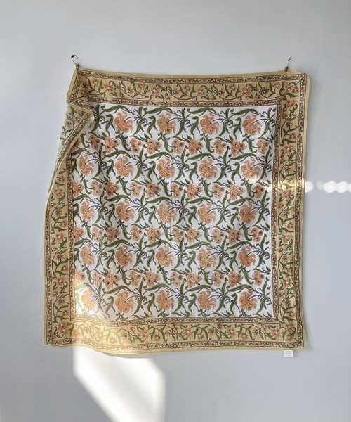 AS KNOW AS plus（アズノゥアズプラス）の「インド ブロックプリント大判スカーフ（ストール/ショール・レディース・ライトイエロー/グレー/ブラウン/グリーン/ピンク/イエロー/オレンジ・FREE）」の17枚目の写真