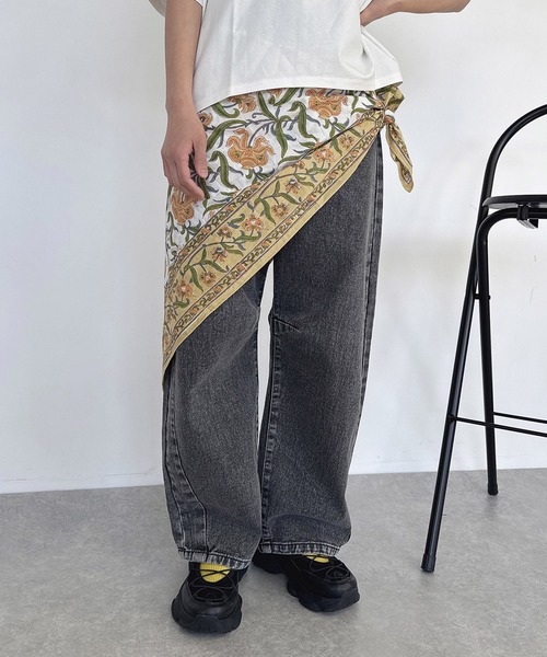 AS KNOW AS plus（アズノゥアズプラス）の「インド ブロックプリント大判スカーフ（ストール/ショール・レディース・ライトイエロー/グレー/ブラウン/グリーン/ピンク/イエロー/オレンジ・FREE）」の14枚目の写真