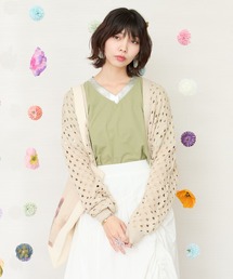 JETSET SOLO PLUS  | 【FONT LAB】透かし編みラメニットブラウス(カーディガン/ボレロ)