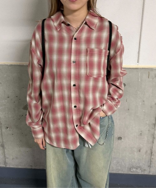 sedacle（セダクル）の「カットオフアソートチェックシャツ（シャツ/ブラウス・メンズ・アイボリー/ブラック/ピンク・SMALL/LARGE/MEDIUM）」の3枚目の写真