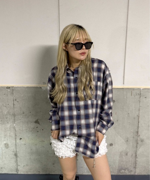 sedacle（セダクル）の「カットオフアソートチェックシャツ（シャツ/ブラウス・メンズ・アイボリー/ブラック/ピンク・SMALL/LARGE/MEDIUM）」の4枚目の写真