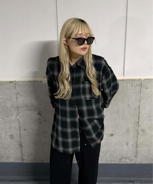 sedacle（セダクル）の「カットオフアソートチェックシャツ（シャツ/ブラウス・メンズ・アイボリー/ブラック/ピンク・SMALL/LARGE/MEDIUM）」の11枚目の写真