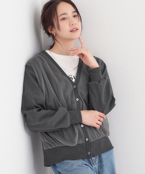 SHOO・LA・RUE(シューラルー)の「【S-LL】チュールレイヤードカーディガン(カーディガン/ボレロ・レディース・ライトグレー/ブラック/チャコールグレー・04/03/02/01)」の3枚目の写真