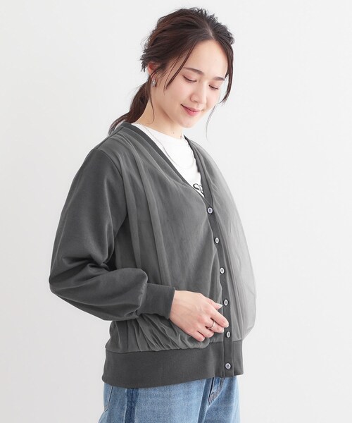 SHOO・LA・RUE(シューラルー)の「【S-LL】チュールレイヤードカーディガン(カーディガン/ボレロ・レディース・ライトグレー/ブラック/チャコールグレー・04/03/02/01)」の5枚目の写真