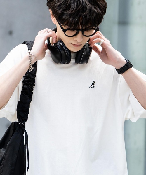 KANGOL（カンゴール）の「KANGOL 別注コラボ ワンポイントロゴ刺繍半袖クルーネックTシャツ 無地/リンガーネック（Tシャツ/カットソー・メンズ・ホワイト×ブラック/ベージュ/ブラック/ホワイト/チャコールグレー/ブルー/オートミール/ネイビー・XL/L/M）」の19枚目の写真