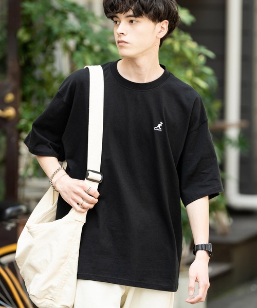 KANGOL（カンゴール）の「KANGOL 別注コラボ ワンポイントロゴ刺繍半袖クルーネックTシャツ 無地/リンガーネック（Tシャツ/カットソー・メンズ・ホワイト×ブラック/ベージュ/ブラック/ホワイト/チャコールグレー/ブルー/オートミール/ネイビー・XL/L/M）」の14枚目の写真