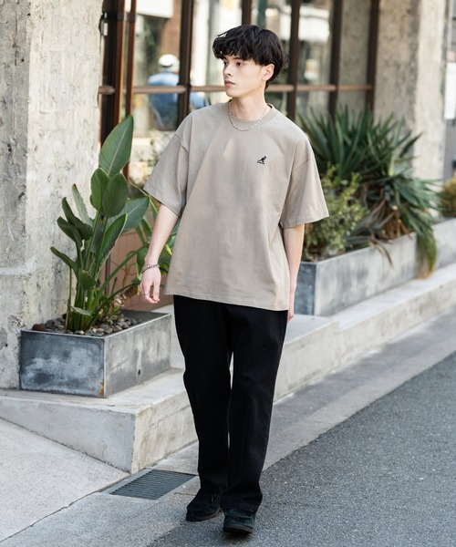 KANGOL（カンゴール）の「KANGOL 別注コラボ ワンポイントロゴ刺繍半袖クルーネックTシャツ 無地/リンガーネック（Tシャツ/カットソー・メンズ・ホワイト×ブラック/ベージュ/ブラック/ホワイト/チャコールグレー/ブルー/オートミール/ネイビー・XL/L/M）」の17枚目の写真