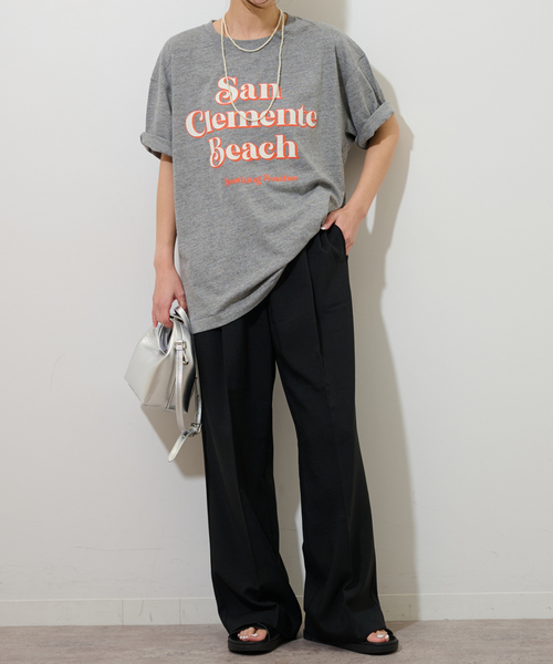 JOURNAL STANDARD relume（ジャーナルスタンダード　レリューム）の「《WEB限定追加5》マットウースフレアタックパンツ（スラックス・レディース・ネイビー/ブラック/グレー・36/38）」の4枚目の写真