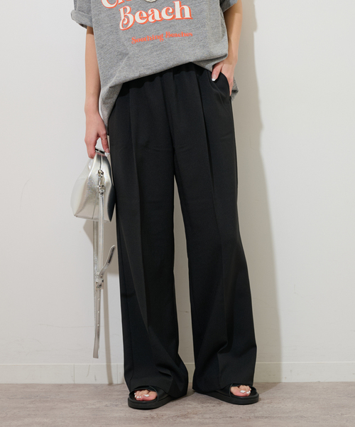 JOURNAL STANDARD relume（ジャーナルスタンダード　レリューム）の「《WEB限定追加5》マットウースフレアタックパンツ（スラックス・レディース・ネイビー/ブラック/グレー・36/38）」の7枚目の写真