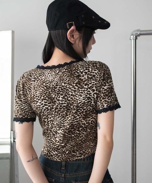 WEGO（ウィゴー）の「WEGO/レオパードレースちびT（Tシャツ/カットソー・レディース・グレー/ブラウン・FREE）」の12枚目の写真