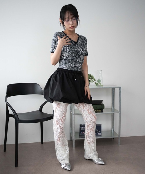 WEGO（ウィゴー）の「WEGO/レオパードレースちびT（Tシャツ/カットソー・レディース・グレー/ブラウン・FREE）」の10枚目の写真
