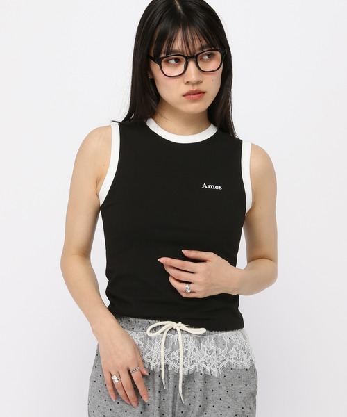AMESWORLDWIDE（アメスワールドワイド）の「AMES WORLDWIDE ／ベーシックロゴキャミ（タンクトップ・レディース・ホワイト/ブラック/ピンク・FREE）」の6枚目の写真