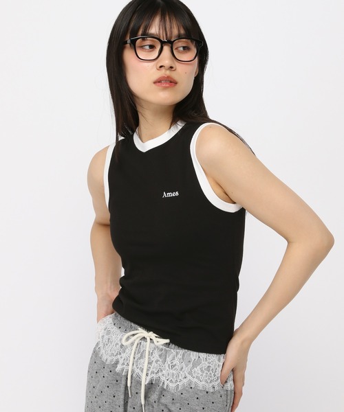 AMESWORLDWIDE（アメスワールドワイド）の「AMES WORLDWIDE ／ベーシックロゴキャミ（タンクトップ・レディース・ホワイト/ブラック/ピンク・FREE）」の7枚目の写真