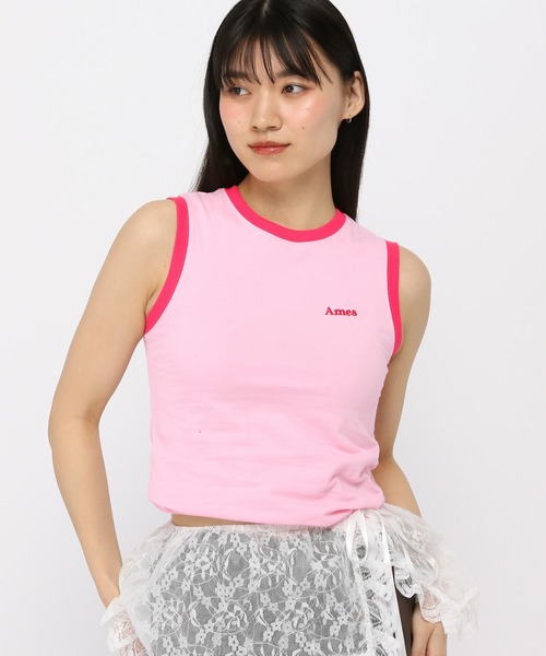 AMESWORLDWIDE（アメスワールドワイド）の「AMES WORLDWIDE ／ベーシックロゴキャミ（タンクトップ・レディース・ホワイト/ブラック/ピンク・FREE）」の12枚目の写真