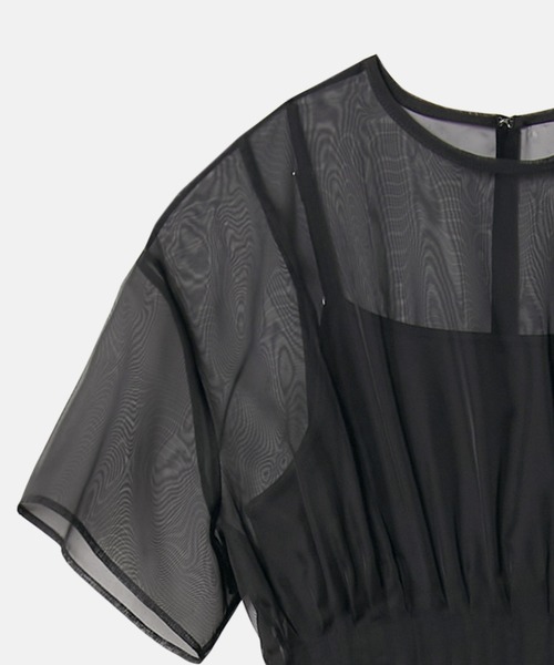 LE CIEL BLEU(ルシェルブルー)の「シアーギャザーウエストドレス / Sheer Gathered Waist Dress(ワンピース・レディース・ブラック・36/38)」の9枚目の写真