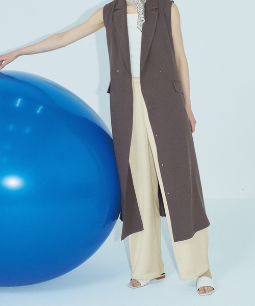 STRAWBERRY-FIELDS（ストロベリーフィールズ）の「ナローサテンイージーパンツ（その他パンツ・レディース・ブラック/アイボリー・2）」の4枚目の写真