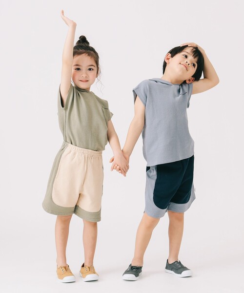 B:MING by BEAMS（ビーミングバイビームス）の「配色 切り替え ショートパンツ 2025SS（100～140cm）（その他パンツ・キッズ・オリーブ/サックスブルー・110/140/120/130/100）」の5枚目の写真