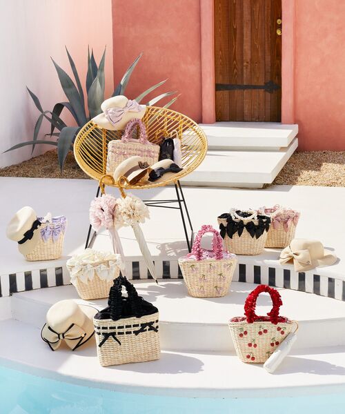 Maison de FLEUR（メゾンドフルール）の「チェリーメイズフリルハンドルカゴバッグ（かごバッグ・レディース・ピンク/レッド・FREE）」の9枚目の写真