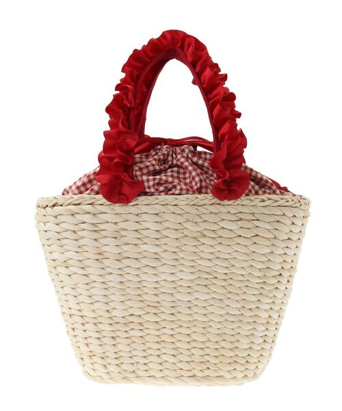 Maison de FLEUR（メゾンドフルール）の「チェリーメイズフリルハンドルカゴバッグ（かごバッグ・レディース・ピンク/レッド・FREE）」の13枚目の写真