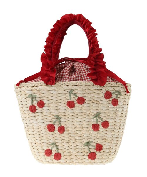 Maison de FLEUR（メゾンドフルール）の「チェリーメイズフリルハンドルカゴバッグ（かごバッグ・レディース・ピンク/レッド・FREE）」の20枚目の写真