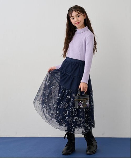 【新品】ANNA SUI mini 星座刺繍 チュール ワンピース 140 新品】ANNA SUI mini 星座刺繍 チュール ワンピース 140